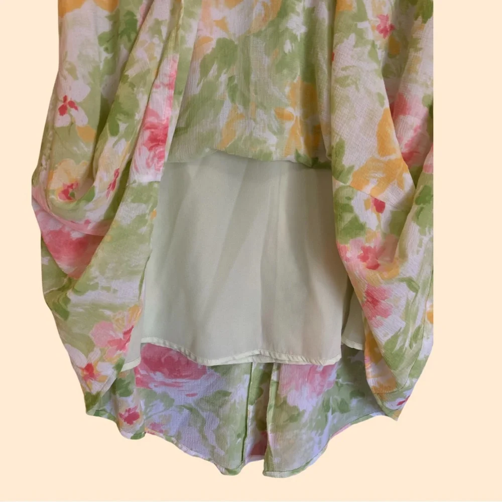 EMMA JAMES Floral Cottagecore Boho Women’s Skirt Gauzy Hi/Low Light Airy Lined - Picture 5 of 13